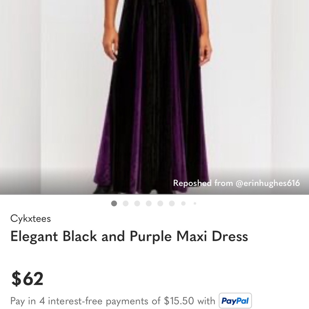 Sexy Goth-Style Black and Purple Maxi Dress